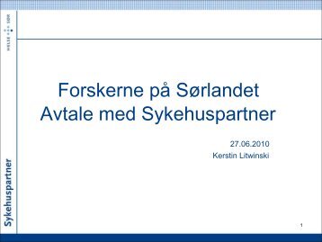 Oversikt over avtalen med Sykehuspartner - Sørlandet Sykehus HF