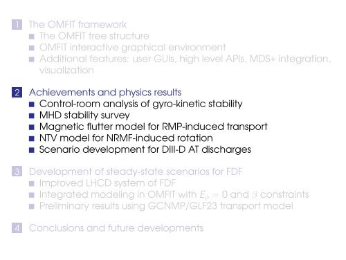 On the OMFIT modeling framework and the development of steady ...