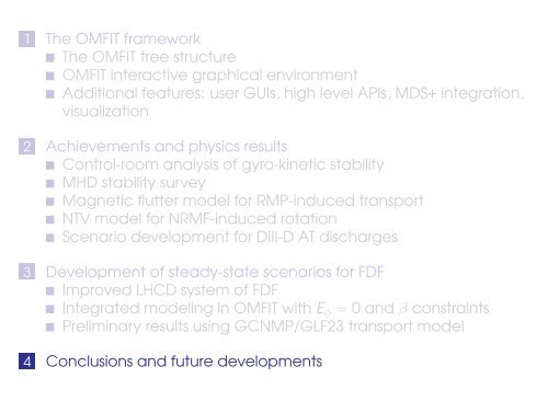 On the OMFIT modeling framework and the development of steady ...