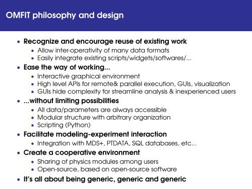 On the OMFIT modeling framework and the development of steady ...