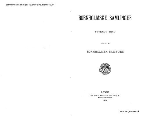 Bornholmske Samlinger - Bind 20 - Bornholms Historiske Samfund