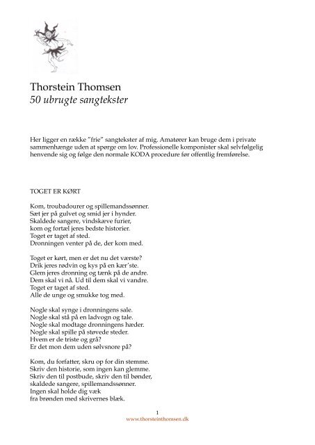 Thorstein Thomsen 50 ubrugte sangtekster - Thomsens, Thorstein