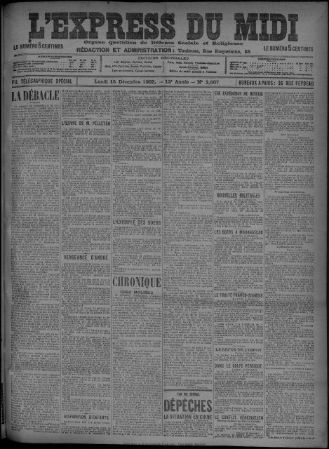 15 Décembre 1902 Bibliothèque De Toulouse