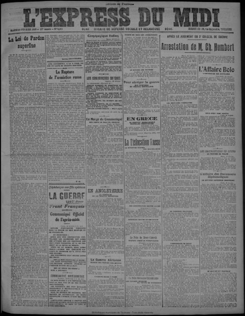 19 février 1918 - Bibliothèque de Toulouse