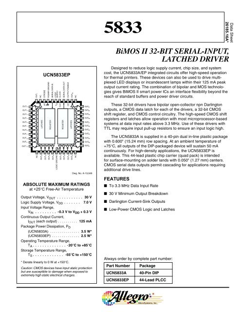 5833 32 bit SIPO shift register w high voltage sinking outputs.pdf