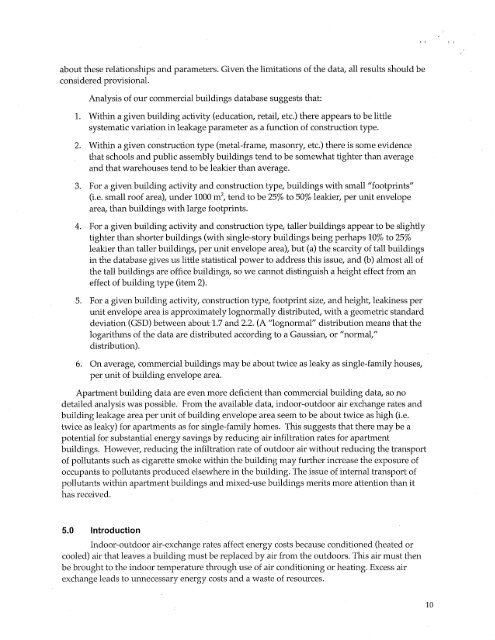 indoor-outdoor air leakage of apartments and commercial buildings