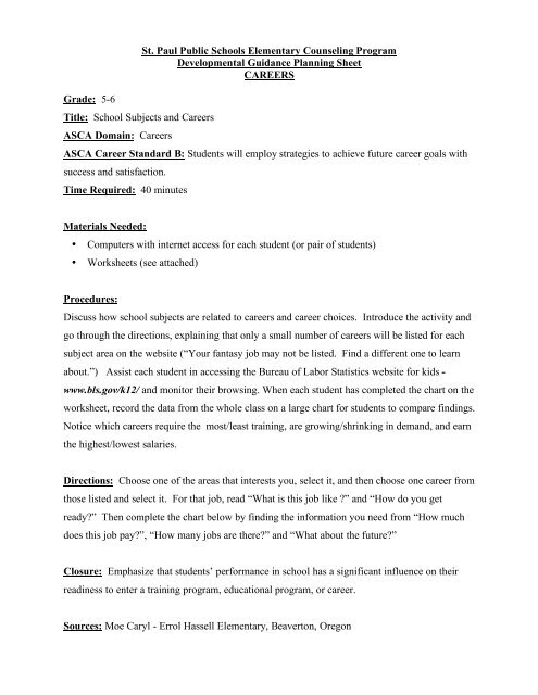 School Subjects And Careers Guidance Counseling St - 