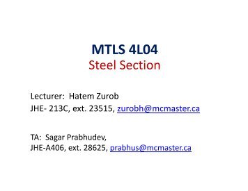 Lecture 1 - McMaster Department of Materials Science and ...