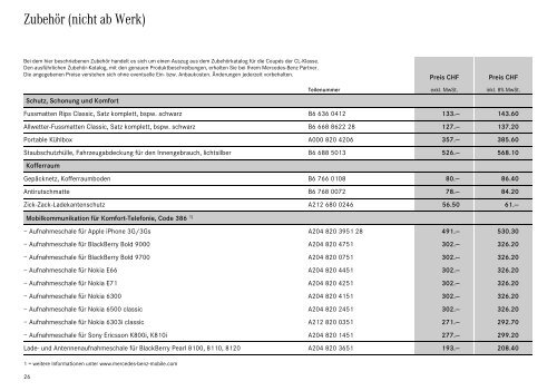 CL-Klasse. - Preislisten