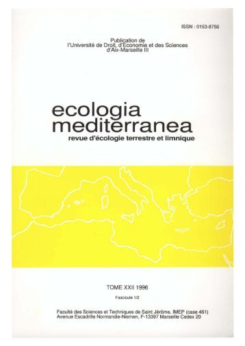 ecologia mediterranea revue d'écologie terrestre et Iimnique