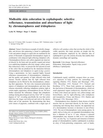 Malleable skin coloration in cephalopods: selective reflectance ...