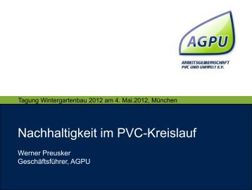 Nachhaltigkeit im PVC Kreislauf - Bundesverband Wintergarten eV