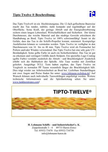 Tipto Twelve Beschreibung - H. Lohmann Schiffs