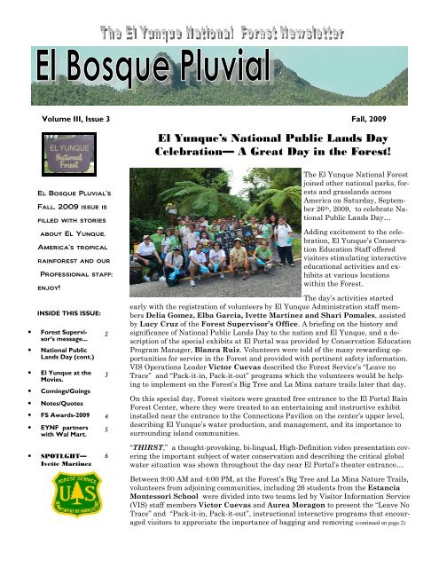El Yunque's National Public Lands Day Celebration - USDA Forest ...