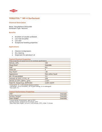 Tergitol NP-4 -- Technical Data Sheet