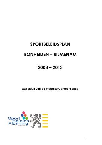 SPORTBELEIDSPLAN BONHEIDEN – RIJMENAM 2008 – 2013