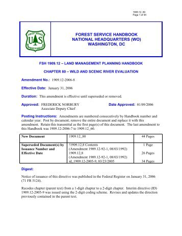 Land Management Planning Handbook - USDA Forest Service