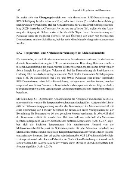 Mechanismen und On-line Dosimetrie bei selektiver RPE Therapie