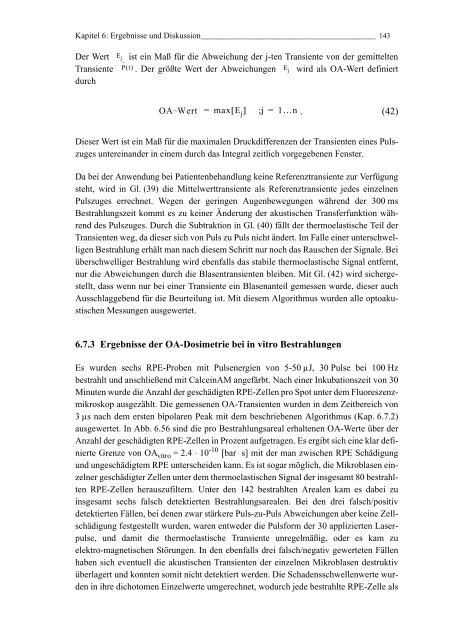 Mechanismen und On-line Dosimetrie bei selektiver RPE Therapie