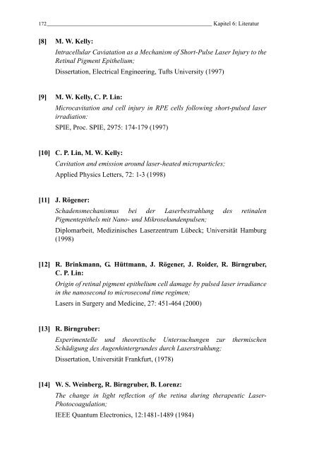 Mechanismen und On-line Dosimetrie bei selektiver RPE Therapie