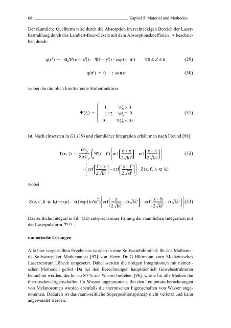 Mechanismen und On-line Dosimetrie bei selektiver RPE Therapie