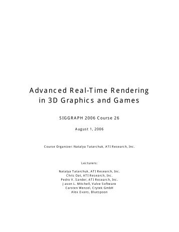 Advanced Real-Time Rendering in 3D Graphics and Games ...