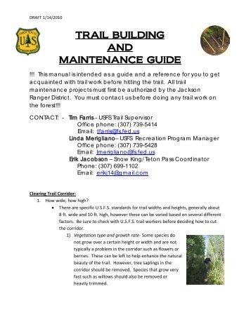 TRAIL BUILDING AND MAINTENANCE GUIDE - USDA Forest Service