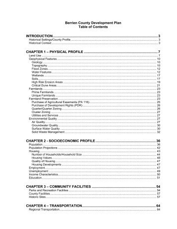 Berrien County Development Plan Table of Contents ...