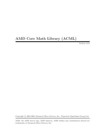 AMD Core Math Library (ACML) - AMD Developer Central