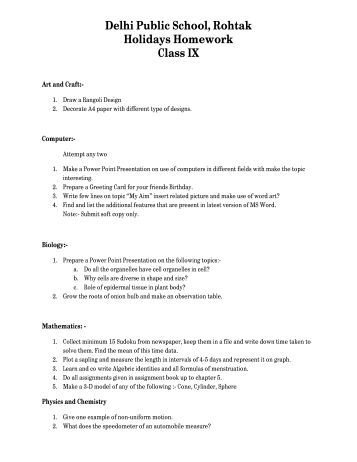 holiday homework for class 8 dps