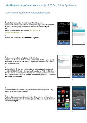 1 Asennusohje (Symbian S60 – esim - F-Secure Mobile Security