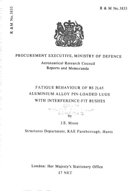 Fatigue behaviour of BS 2L65 aluminium alloy pin - aerade