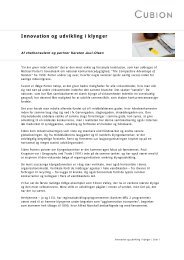 Innovation og udvikling i klynger - Cubion