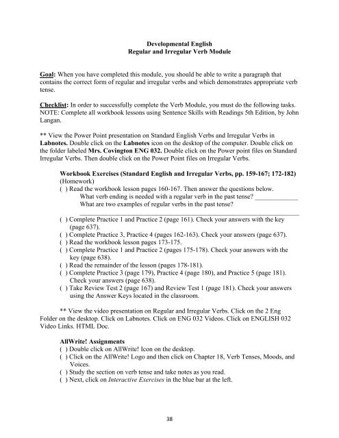 ENG032 Developmental English - McGraw-Hill Learning Solutions