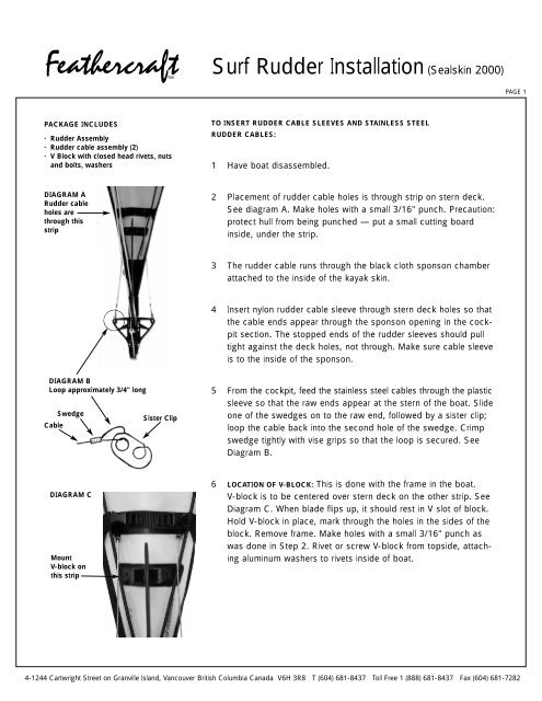 Surf Rudder Installation(Sealskin 2000) - Feathercraft