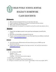 Class 12th Science Holidays' Homework - Delhi Public School Rohtak