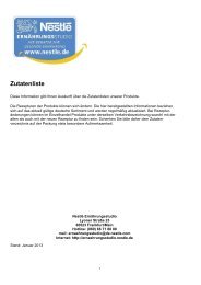 Produktzutaten Operative Website - Nestle Ernährungsstudio