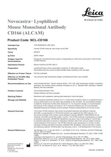 Novocastratm Lyophilized Mouse Monoclonal Antibody CD166 ...