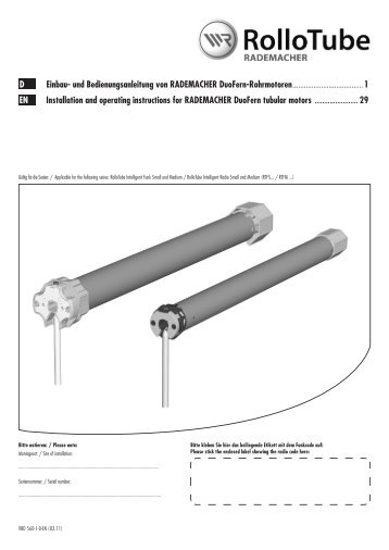 D Einbau- und Bedienungsanleitung von RADEMACHER DuoFern ...