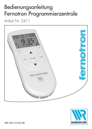 Bedienungsanleitung Fernotron Programmierzentrale - Berma