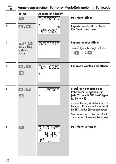 Bedienungsanleitung Fernotron Programmierzentrale - Berma