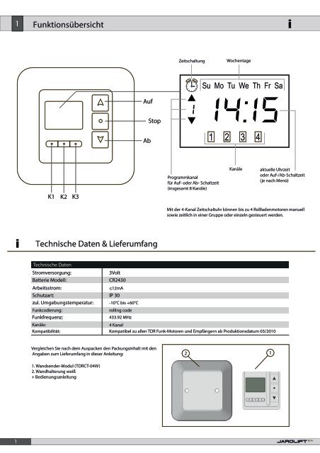 4-Kanal TDRCT - LCD Funk-Wandsender Timer