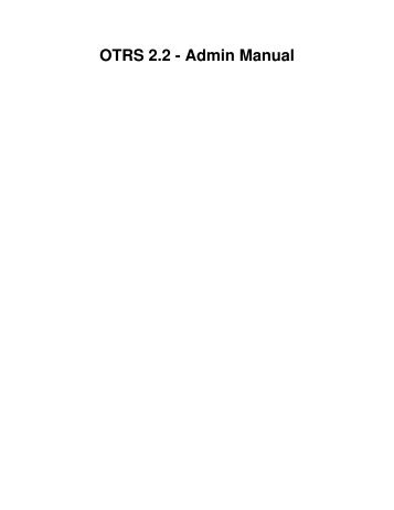 OTRS 2.2 - Admin Manual