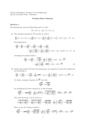 Problem Sheet Solutions - Turbulence Mechanics/CFD Group