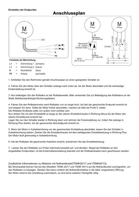 Anleitung für Motoren Typ TD10/14, TD15/17, TD25/17 und TD40/13 ...