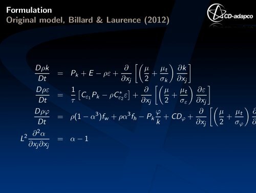 Elliptic-blending k - ε model