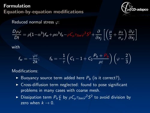 Elliptic-blending k - ε model