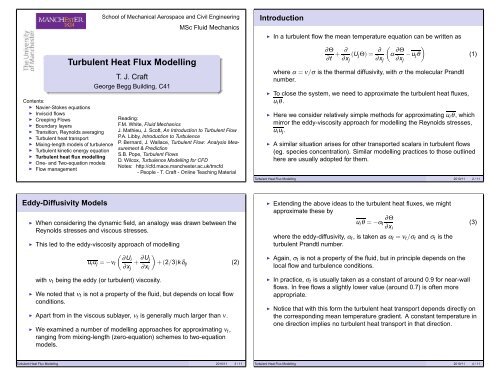 Turbulent Heat Flux Modelling - Turbulence Mechanics/CFD Group