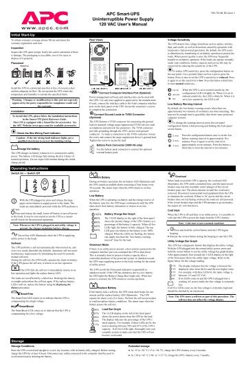 Apc smart-ups 1400 rm manual