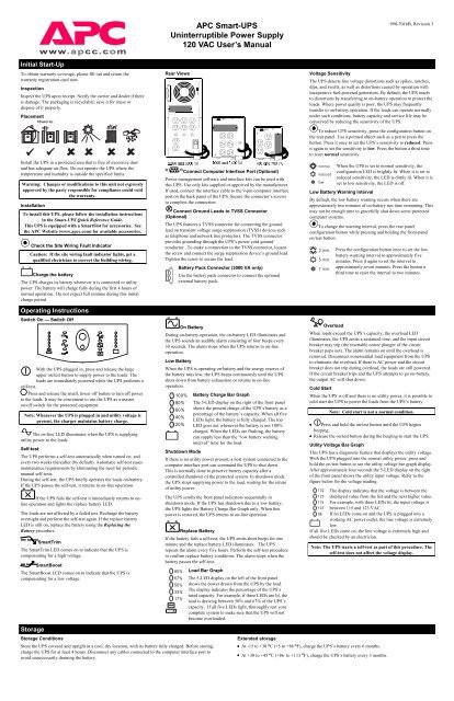 APC Smart-UPS 1400 User Manual - ExcessUPS